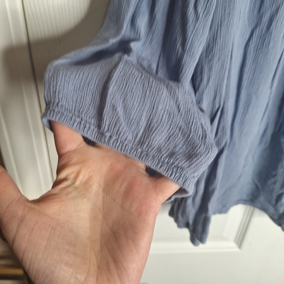 Coldwater Creek Blue Blouse with Embroidery Size Large - Picture 4 of 7